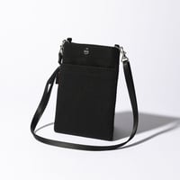 sasicco Smartphone ShoulderBag – Black, Mikawa Sashiko Cotton with Judo Fabric Strap