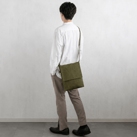 【新商品】sasicco フラップ付きショルダー オリーブ | 三河木綿 刺子織 | タネイ | 柔道着のカバン | flap shoulder bag | green