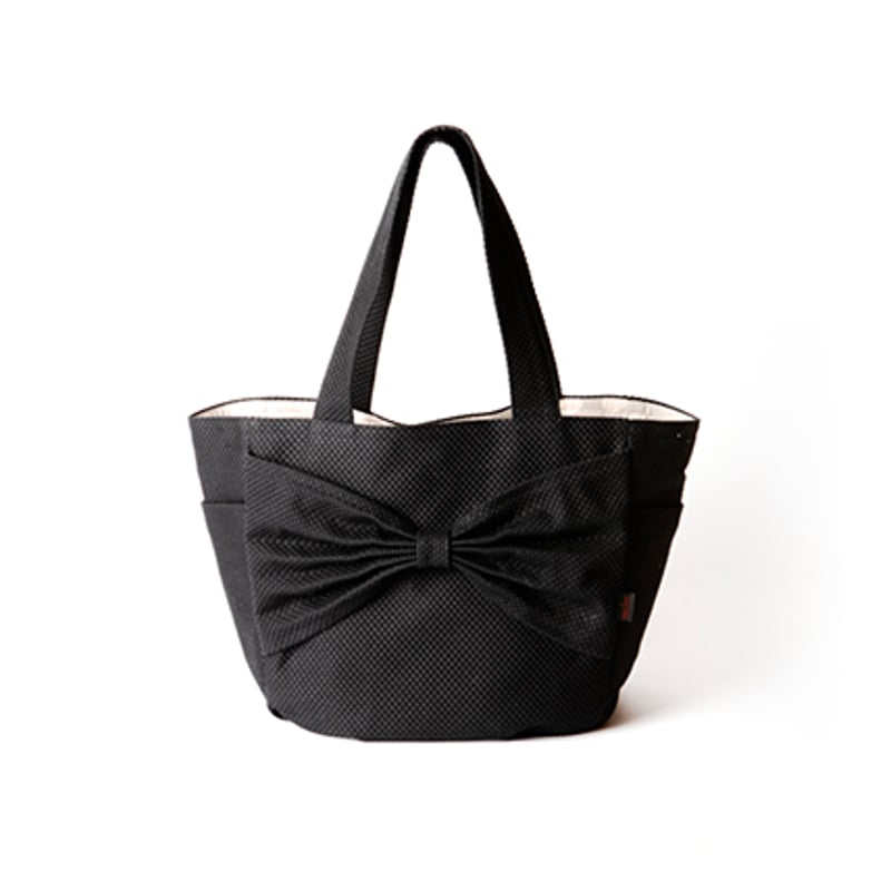 sasicco カインドバッグ 黒 | リボンバッグ | 三河木綿 刺子織