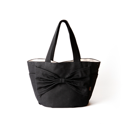 sasicco カインドバッグ 黒 | リボンバッグ | 三河木綿 刺子織