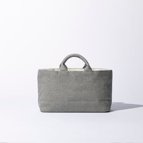 sasicco Funagata Tote Mini – White & Black Checkered, Mikawa Sashiko Cotton with Judo Fabric Handles
