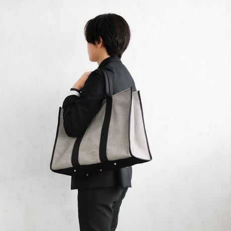 sasicco スクエアトートLL 黒 | 三河木綿 刺子織 | タネイ | 柔道着のカバン | square tote LL | black