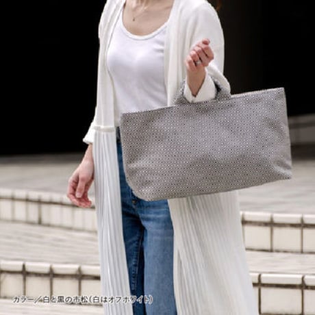 sasicco Funagata Tote – Gray, Mikawa Sashiko Cotton with Judo Fabric Handles