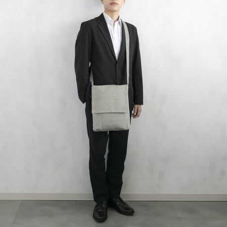 【新商品】sasicco フラップ付きショルダー 白と黒の市松 | 三河木綿 刺子織 | タネイ | 柔道着のカバン | flap shoulder bag | white & black