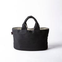 sasicco Oval Tote – Black, Mikawa Sashiko Cotton with Judo Fabric Handles