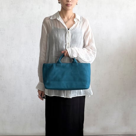 sasicco Funagata Tote Mini – White & Black Checkered, Mikawa Sashiko Cotton with Judo Fabric Handles