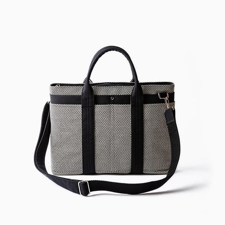 【完売・製造終了】sasicco ビジネストート 白と黒の市松 | 三河木綿 刺子織 | タネイ | 柔道着のカバン | business tote | white & black