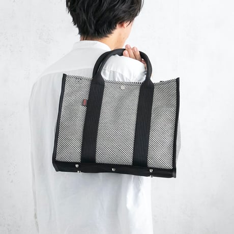 sasicco スクエアトートMplus 白と黒の市松 | 三河木綿 刺子織 | タネイ | 柔道着のカバン | square tote L | white & black