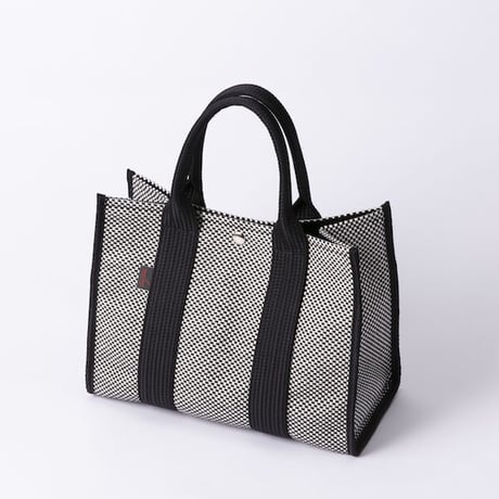sasicco Square Tote M – Black, Mikawa Sashiko Cotton with Judo Fabric Handles