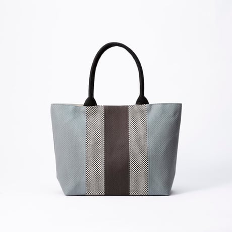 sasicco Ray Tote – White & Black Checkered, Mikawa Sashiko Cotton with Judo Fabric Handles