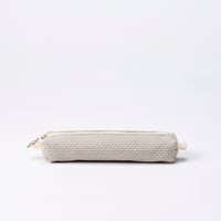 sasicco Pen Case – Ice Gray, Mikawa Sashiko Cotton with Judo Fabric Trim