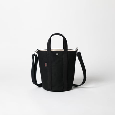 sasicco 2-Way Bucket Tote – White & Black Checkered, Mikawa Sashiko Cotton with Judo Fabric Handles