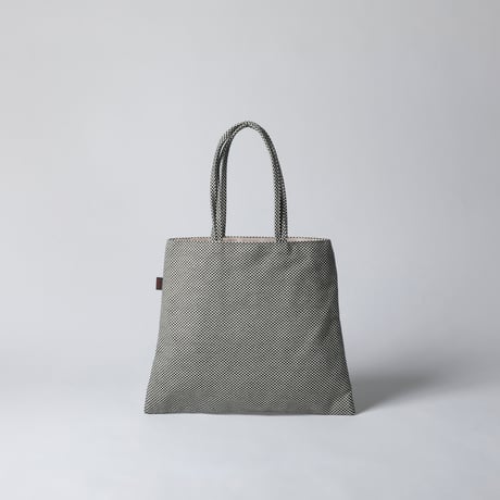 sasicco Trape Tote Mini – White & Black Checkered, Mikawa Sashiko Cotton with Judo Fabric Handles