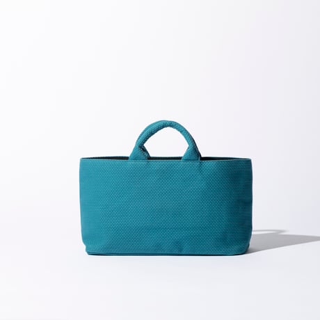 sasicco Funagata Tote Mini – Turquoise, Mikawa Sashiko Cotton with Judo Fabric Handles