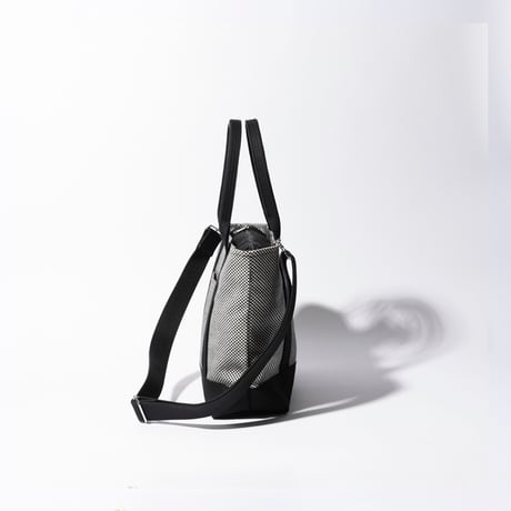 sasicco Obi Tote Wide 2-Way – White&Black Checkered, Mikawa Cotton Sashiko with Judo Fabric Handles