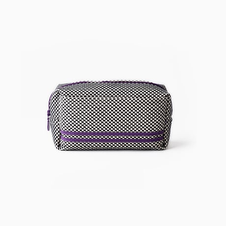 sasicco Pouch – Black Stripe, Mikawa Sashiko Cotton with Judo Fabric Detail
