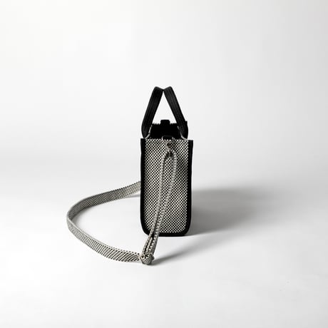 sasicco Square Tote S – White & Black Checkered, Mikawa Sashiko Cotton with Judo Fabric Handles