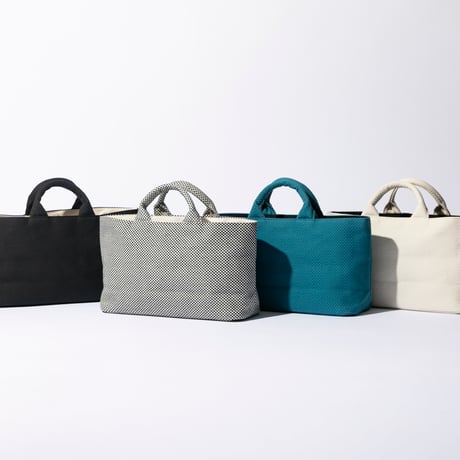 sasicco Funagata Tote Mini – White & Black Checkered, Mikawa Sashiko Cotton with Judo Fabric Handles