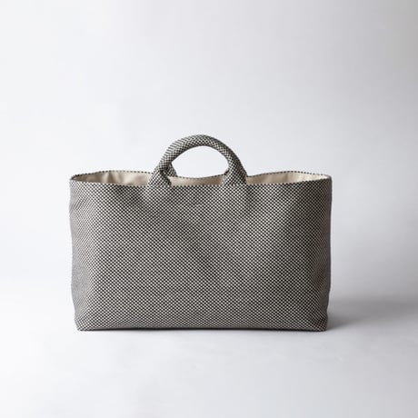 sasicco Funagata Tote – White & Black Checkered, Mikawa Sashiko Cotton with Judo Fabric Handles