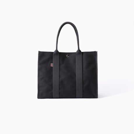 sasicco Square Tote L – Black, Mikawa Sashiko Cotton with Judo Fabric Handles