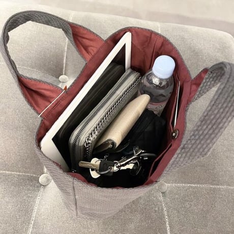sasicco Oval Tote – Gray, Mikawa Sashiko Cotton with Judo Fabric Handles