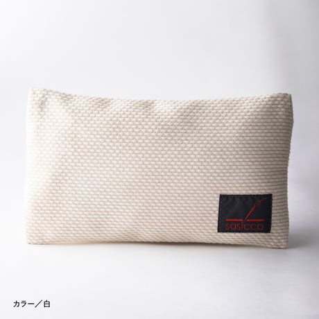 sasicco Monochrome Pouch – White, Mikawa Sashiko Cotton with Judo Fabric Trim