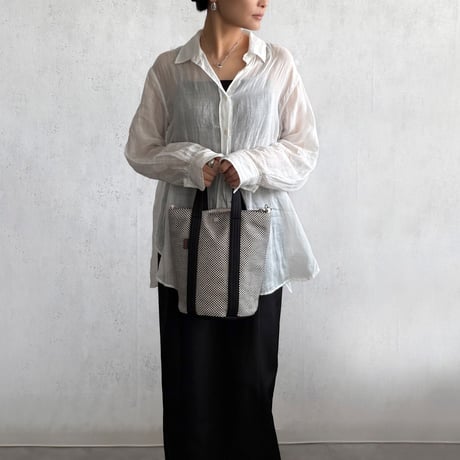 sasicco 2-Way Bucket Tote – White & Black Checkered, Mikawa Sashiko Cotton with Judo Fabric Handles
