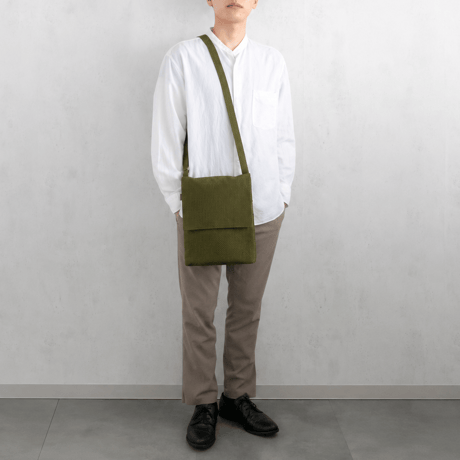 【新商品】sasicco フラップ付きショルダー オリーブ | 三河木綿 刺子織 | タネイ | 柔道着のカバン | flap shoulder bag | green