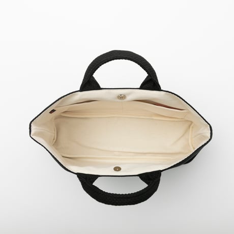sasicco Funagata Tote Mini – Black, Mikawa Sashiko Cotton with Judo Fabric Handles