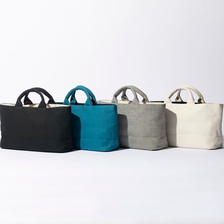 sasicco Funagata Tote Mini – White & Black Checkered, Mikawa Sashiko Cotton with Judo Fabric Handles