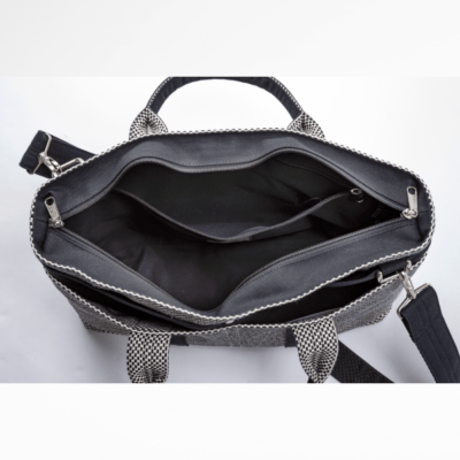 【完売・製造終了】sasicco ビジネストート 白と黒の市松 | 三河木綿 刺子織 | タネイ | 柔道着のカバン | business tote | white & black
