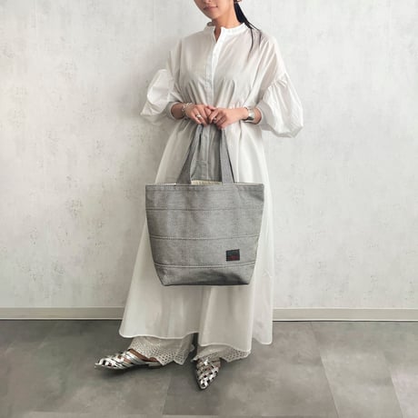 sasicco トート40 白と黒の市松 | 三河木綿 刺子織 | タネイ | 柔道着のカバン | tote 40 | white & black