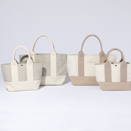 sasicco OBI Tote Mini 2-Way–Pink Beige & Off-White, Mikawa Sashiko Cotton with Judo Fabric Handles