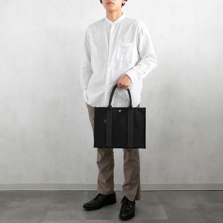 sasicco スクエアトートMplus 黒 | 三河木綿 刺子織 | タネイ | 柔道着のカバン | square tote L | black