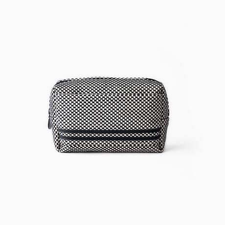 sasicco Pouch – Black Stripe, Mikawa Sashiko Cotton with Judo Fabric Detail