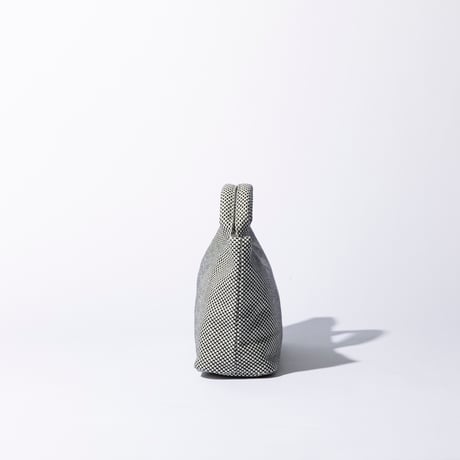 sasicco Funagata Tote Mini – White & Black Checkered, Mikawa Sashiko Cotton with Judo Fabric Handles