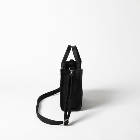 sasicco Square Tote S – White & Black Checkered, Mikawa Sashiko Cotton with Judo Fabric Handles