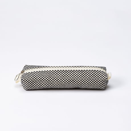 sasicco Pen Case – White & Black Checkered, Mikawa Sashiko Cotton with Judo Fabric Trim