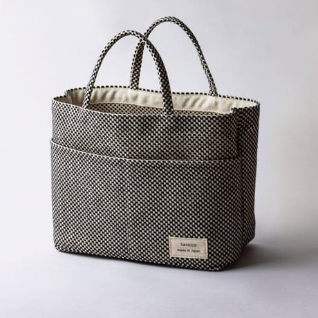 sasicco ツインバッグ 白と黒の市松 | 三河木綿 刺子織 | タネイ | 柔道着のカバン | twin bag | white & black