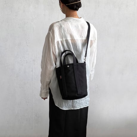 sasicco 2-Way Bucket Tote – White & Black Checkered, Mikawa Sashiko Cotton with Judo Fabric Handles