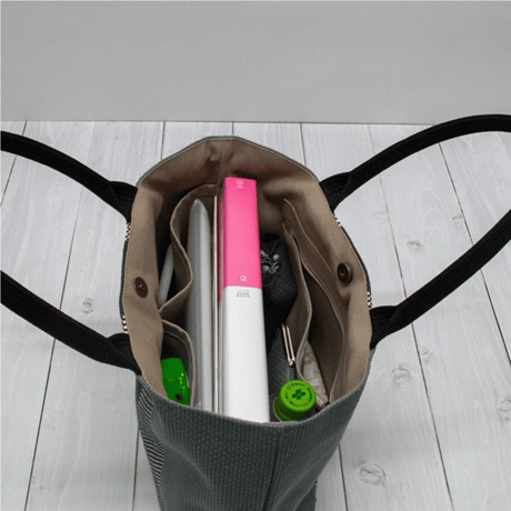 sasicco Ray Tote – Blue-Gray  , Mikawa Sashiko Cotton with Judo Fabric Handles