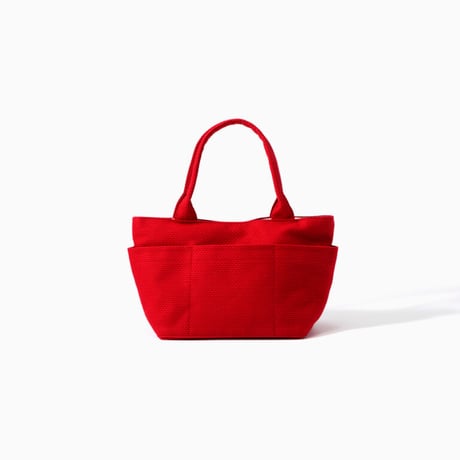 sasicco Posh Tote M – Red, Mikawa Sashiko Cotton with Judo Fabric Handles