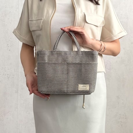 sasicco ツインバッグ 白と黒の市松 | 三河木綿 刺子織 | タネイ | 柔道着のカバン | twin bag | white & black