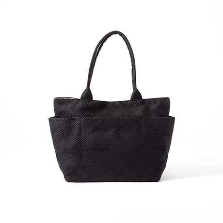 sasicco Posh Tote L – Black, Mikawa Sashiko Cotton with Judo Fabric Handles