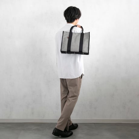 sasicco スクエアトートMplus 白と黒の市松 | 三河木綿 刺子織 | タネイ | 柔道着のカバン | square tote L | white & black