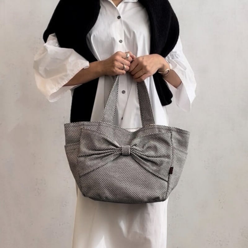 sasicco カインドバッグ 黒 | リボンバッグ | 三河木綿 刺子織