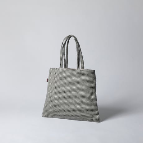 sasicco Trape Tote Mini – White & Black Checkered, Mikawa Sashiko Cotton with Judo Fabric Handles