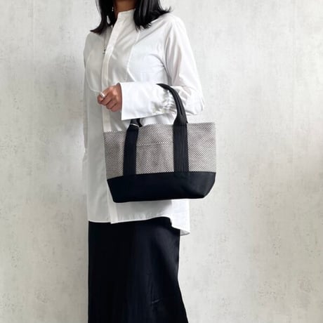 sasicco OBI Tote Mini – Black, Mikawa Sashiko Cotton with Judo Fabric Handles