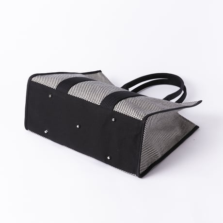 sasicco Square Tote L – Black, Mikawa Sashiko Cotton with Judo Fabric Handles