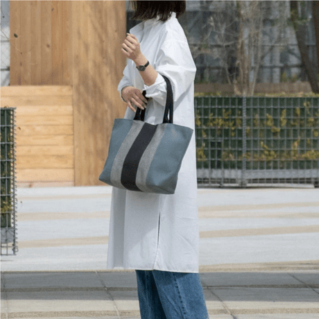 sasicco Ray Tote – White & Black Checkered, Mikawa Sashiko Cotton with Judo Fabric Handles